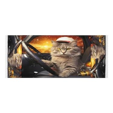 Imagem de Wassud Cat Driving(3) capas de lavadora e secadora, protetor de lavadora com sacos de armazenamento, capa de geladeira à prova de poeira com bolsos para lavanderia doméstica, cozinha, 120 x 55 cm