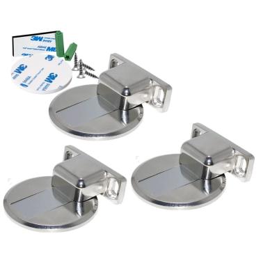 Imagem de 03 Prendedor Fixador Trava Portas Magnético Slim Fixação Adesivo ou Parafuso Renna