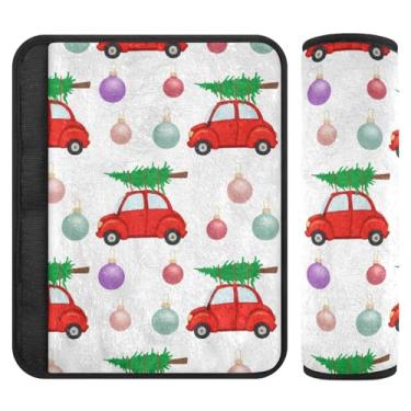 Imagem de Burbuja Capa para cinto de segurança de carro Christmas Cars Protetor de cinto de segurança de carro macio confortável para alça de ombro de assento, 1 par pequeno