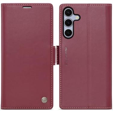 Imagem de WJXEXRS Capa carteira para Samsung Galaxy S25 FE, elegante capa flip de couro PU com [bloqueio RFID] [suporte para cartão] [função de suporte] capa protetora à prova de choque para Samsung Galaxy S25