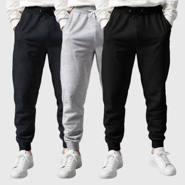 Imagem de Kit 3 Calças Moletom Masculinas Lisas Benellys-Masculino