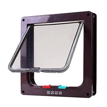 Imagem de Porta de Acesso para Cães e Gatos com Trava 4 Vias Portas Interiores Exteriores Pets Resistentes ao Clima Adequadas por Janela Parede Controle