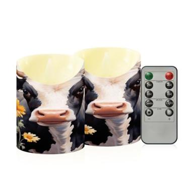 Imagem de Wassud Velas de flor (2) velas sem chama com controle remoto, velas realistas cintilantes com temporizador, velas decorativas para Natal, casamento, festa, decoração de casa pequenas