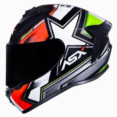 Imagem de Capacete ASX Draken Pilot Preto Vermelho e Verde
