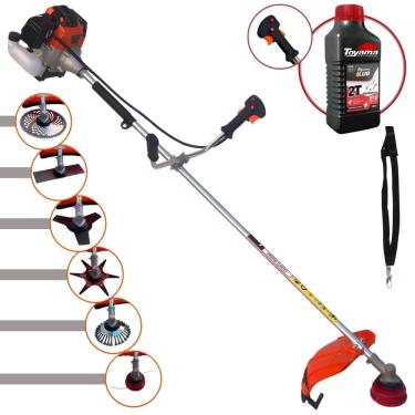 Imagem de Cortador de Grama Import Way IWRGM2T5X163 63cc 3HP 7.500rpm Com Carretel + Facas 2 Pontas, 3 Pontas, 6 Pontas, 80 Dentes Vídea e Escova + Óleo Toyama