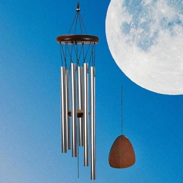 Imagem de Sinos de vento para liberação externa, sino de vento memorial de alumínio ao ar livre adequado para perda de um ente querido decoração de pátio varanda interna varanda jardim decoração (prata)