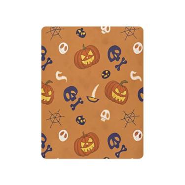 Imagem de JUZIHAI Lençol de berço de Halloween para meninos e meninas, Halloween Boo Pumpkin macio elástico respirável para berço padrão e cama infantil, 99 x 68 cm