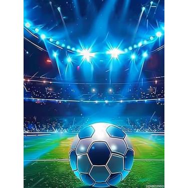 Imagem de UPABLUNSO Kits de pintura de diamante de bola 5D para adultos, futebol no campo, faça você mesmo, arte completa de cristal e artesanato, tintas para decoração de parede para casa presentes 30,5 x 40,6