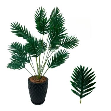 Imagem de Palmeira Artificial Decorativa 1,15m com Vaso – Planta Artificial Realista para Sala, Escritório e Ambientes Internos(Vaso Preto + Palmeira)
