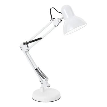 Imagem de Luminária De Mesa Articulada Office Design Pixel Clássico Soquete E27 para Estudo Trabalho e Manicure (Branco)