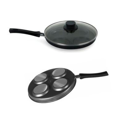 Imagem de Frigideira Antiaderente Com 4 Divisórias E Tampa Cor:preta