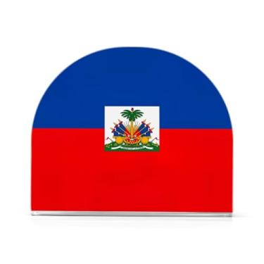 Imagem de Suporte de guardanapo de banho com bandeira do Haiti, suporte de guardanapo acrílico para mesas, suporte de guardanapo vertical para jantar cozinha restaurante decoração de casa acessórios de bar