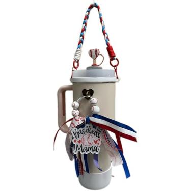 Imagem de Conjunto de tampas de tampa de palha de silicone com alça para acessórios de copo Stanley 30 copos de 1,134 g, suporte de garrafa de água com alça e acessórios (branco)