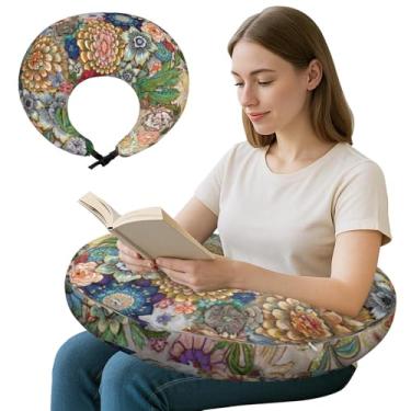 Imagem de Queen Hero Almofada de colo para leitura e jogos, almofadas de mesa de colo para crochê e artesanato com almofada de apoio de cotovelo e braço para uso ergonômico na cama e sofá