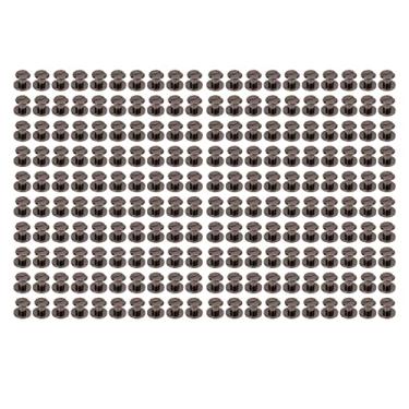 Imagem de SIWOTED 200 Conjuntos de Parafusos de Encadernação de Livros de Bronze Rodada de Metal Plano Chicago Parafusos de Encadernação DIY Parafusos de Rebite de Couro 9x6.5mm (Prata Preto)