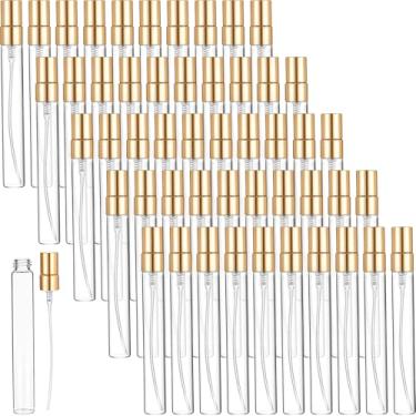 Imagem de MAQUITA 50 minifrascos de spray de 10 ml de vidro transparente recarregáveis, atomizador de perfume de névoa fina, recipientes vazios portáteis para limpeza, óleos essenciais, viagens