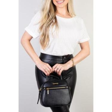 Imagem de Bolsa baú pequena de couro liso transversal Catarina-Feminino