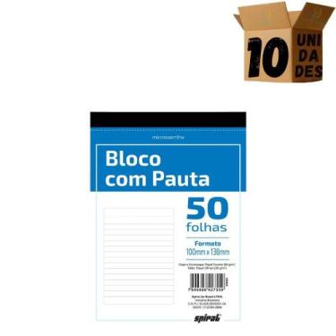 Imagem de Kit 10 Blocos De anotação Com pauta 100x138 serrilhado 50 Folhas Spira