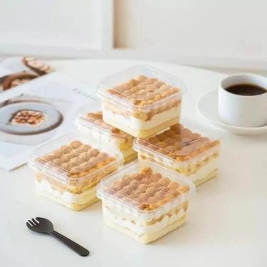 Imagem de Caixa De Bolo Descartável Quadrada Para Sobremesas, Embalagem De Leite