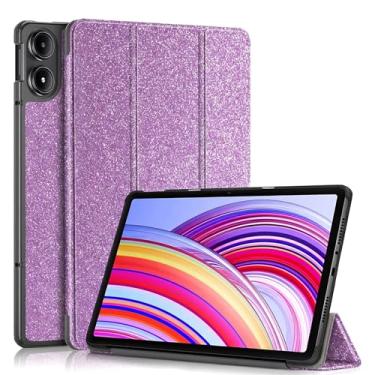 Imagem de Caweet Capa para Xiaomi Redmi Pad 2 PRO 12,1 polegadas lançado em 2025, capa traseira rígida leve com suporte triplo com hibernar/despertar automático, roxo brilhante