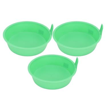 Imagem de Garosa Bandeja de Alimentação 3 Unidades, Balde Alimentador Redondo de Plástico PP Reforçado Com Alça, Capacidade de 4L, Verde para Frango, Pato, Ganso, Gado, Aves, Uso Ao Ar Livre