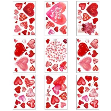 Imagem de Blinket 101 peças adesivos de PVC para janelas de dia dos namorados para decoração de casa, presentes de cupido feliz dia dos namorados corações vermelhos casamento romântico decoração para janelas de