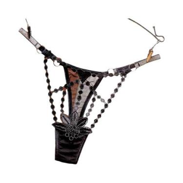 Imagem de Calcinha Sexy De Renda Com Recortes Baixa Na Cintura Transparente Resp