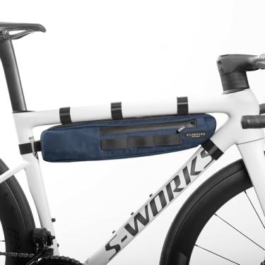 Imagem de ALMSTHRE Bolsa exclusiva para quadro de bicicleta – azul cósmico, tamanho grande/GG | Material Ripstop reciclado durável, zíperes à prova d'água e design personalizável para itens essenciais