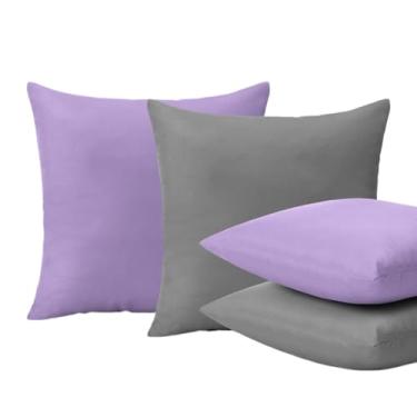 Imagem de Kit c Almofadas Cheias Decorativas pSala(MX_LILÁS&CINZA LISO)