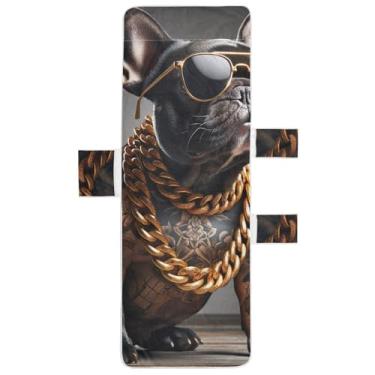 Imagem de Capa de cadeira de praia para espreguiçadeira de cachorro francesa legal com bolsos espreguiçadeira de piscina gramado 215 x 76 cm