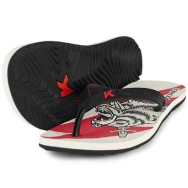 Imagem de Chinelo Kenner Summer Tattoo Masculino - Branco e Vermelho - 37-Masculino