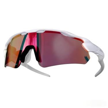 Imagem de Óculos de Sol Esportivo Unissex Polarizado UV400 – Ideal para Corrida, Ciclismo, Praia e Beach Tennis(branco com vermelha)