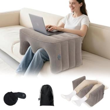 Imagem de Bloomoja Almofada de leitura inflável, mesa de colo para laptop com bolsa inflável, travesseiros ajustáveis para jogos para cama, sofá, chão, travesseiro portátil para elevação das pernas para leitura