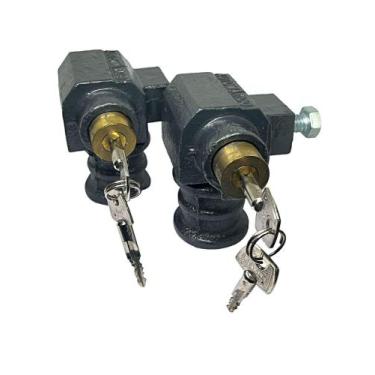 Imagem de Par (2) Cadeado De Chão Automatico Porta De Enrolar Abre C/ A Mesma Ch