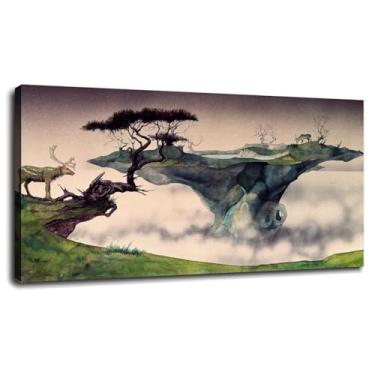 Imagem de Impressão em tela de pôster aquarela arte de parede névoa para casa 1 painéis decorações com moldura 33.0 cm x 20.3 cm