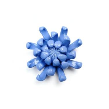 Imagem de AMERRY Crisântemo, decoração de parede de flor de cerâmica de 9 cm, escultura de parede de flor artificial, flores de cerâmica feitas à mão para casa, corredor, sala de estar, cozinha, banheiro (azul