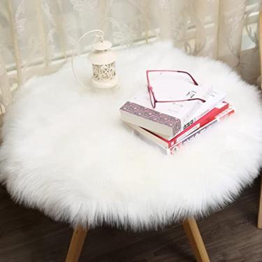 Imagem de Tapete Redondo de Lã Imitada Europeia para Quarto e Sala Estar - Suave Quente Confortável Decoração Casa Ideal Sentar-se no Jantar Adequado Pisos Cerâ