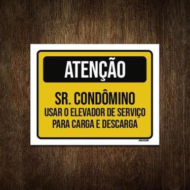 Imagem de Placa Atenção Sr Condômino Usar Elevador Serviço 27X35 - Sinalizo.Com
