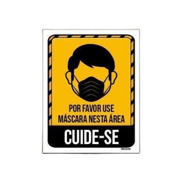 Imagem de Kit 3 Placas Por Favor Use Máscara Nesta Área Cuide-Se - Sinalizo