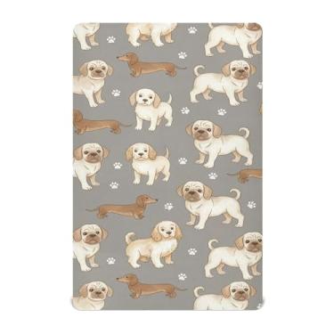 Imagem de SEHANY Lençol de berço de cachorro fofo para meninos e meninas, macio, respirável, elástico, lençol com elástico padrão para bebês de 71 x 132 cm