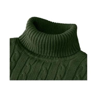 Imagem de Suéter Masculino De Tricô Gola Alta Manga Longa Slim Fit Casual Leve C