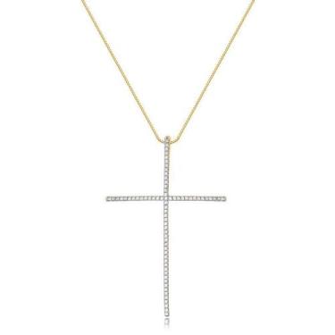 Imagem de Pingente Crucifixo Com Pedras De Zircônia Folheado A Ouro - Radhau Joi
