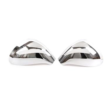 Imagem de Porta lateral do carro espelho retrovisor tampa guarnição acessórios exteriores do carro Compatível com peugeot 207 308 2006-2014 fibra de carbono(Gloss Silver)