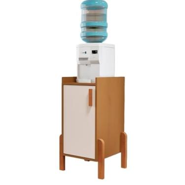 Imagem de Armario Balcão Fruteira Suporte Multiuso Para Galão Filtro De Agua Bebedouro Com 1 Porta Em MDP Cantinho do Cafe(Cedro/Off White)