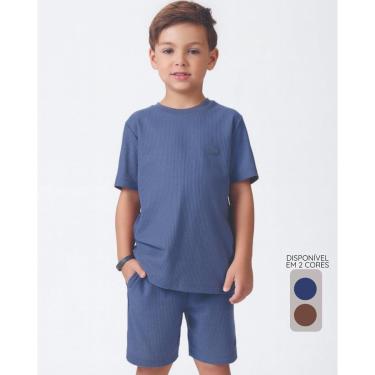 Imagem de Bermuda Aurora verão casual leve confortável moderna infantil - Marrom e Jeans - Menino 1 a 14 anos-Masculino