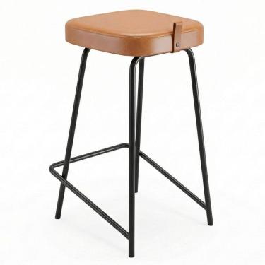 Imagem de Banqueta Média Para Cozinha Vik Estofada Couríssimo Whisky - Desk Design