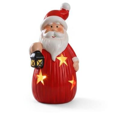 Imagem de Boneco Natalino de Cerâmica com Luz Led Branco Quente 14,7cm Tipo:Papa
