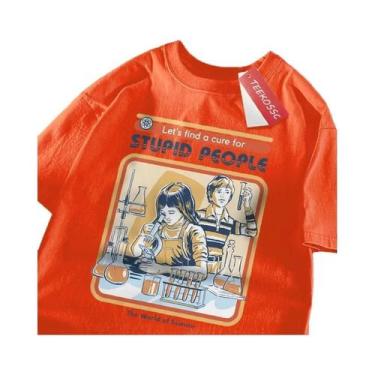 Imagem de Camiseta Masculina Oversized De Algodão Respirável Com Manga Curta Est