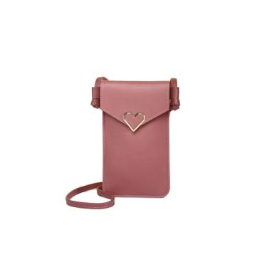 Imagem de Benepoint Bolsas transversais para mulheres, bolsas de telefone de couro PU com janela transparente para tela sensível ao toque, bolsa para celular, Rosa escuro, Clássico