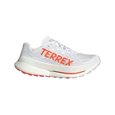 Imagem de adidas Tênis de corrida masculino Terrex Agravic Speed Ultra Trail, Branco/Laranja Impacto/Cinza Dash, 44